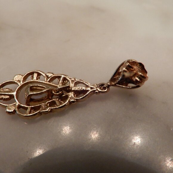 Single 14K Yellow Gold and Opal Dangle Earring - Picture 3 of 5